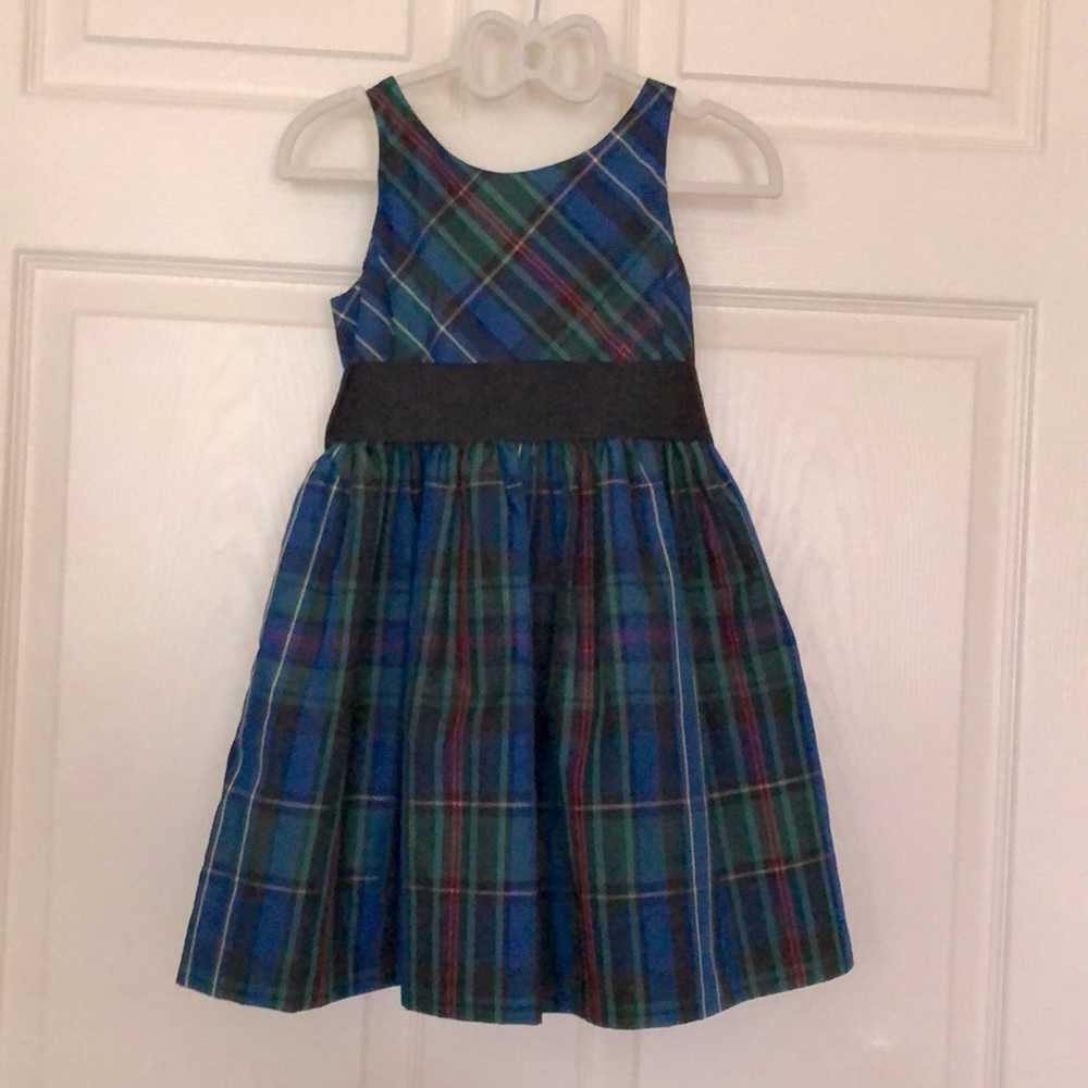 Polo Ralph Lauren blue green plaid formal dress Size 4